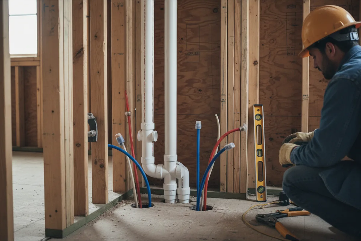 Drain and supply rough-in during Toilet Repair and Installation in Nancy